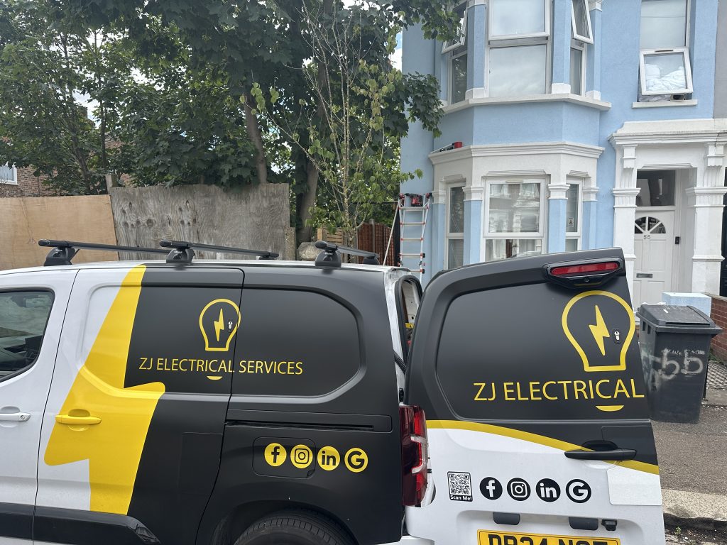 ZJ Electrical Services van outside a local residential property