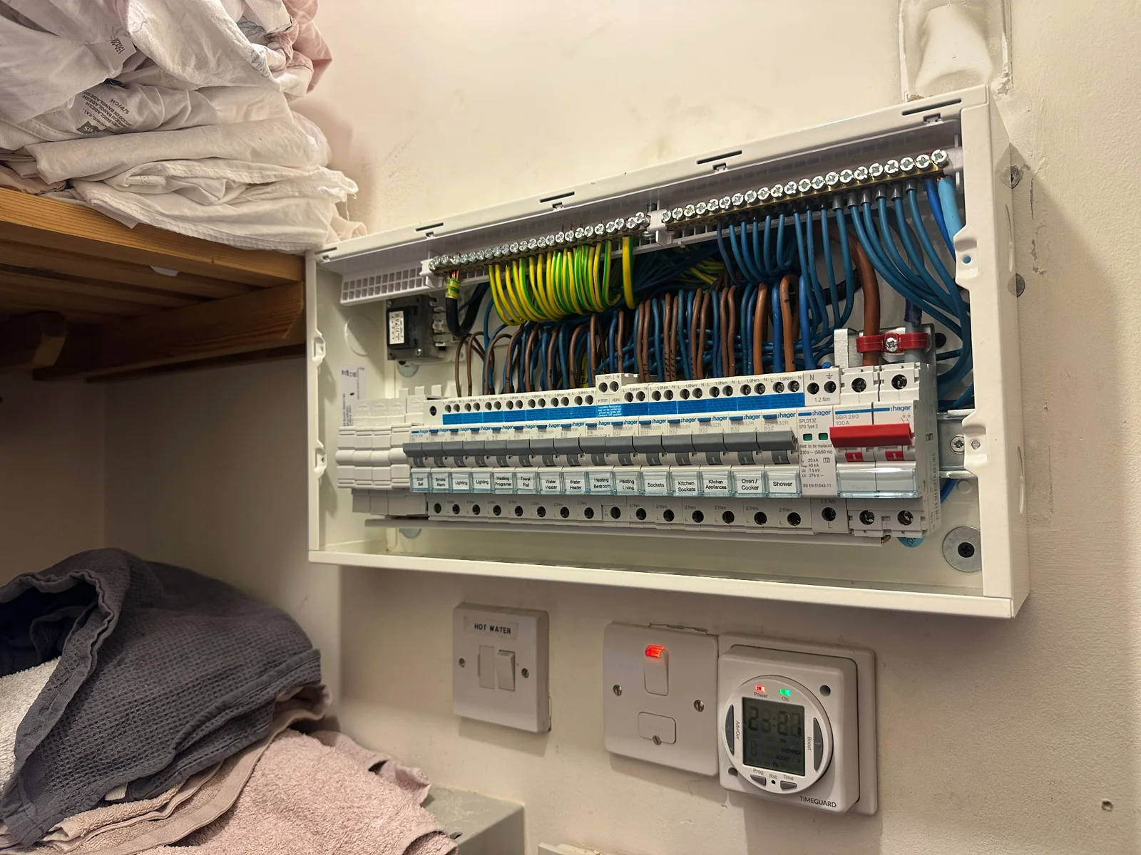 Hager Consumer Unit Installation Hager consumer unit installation with labelled circuits and organised wiring