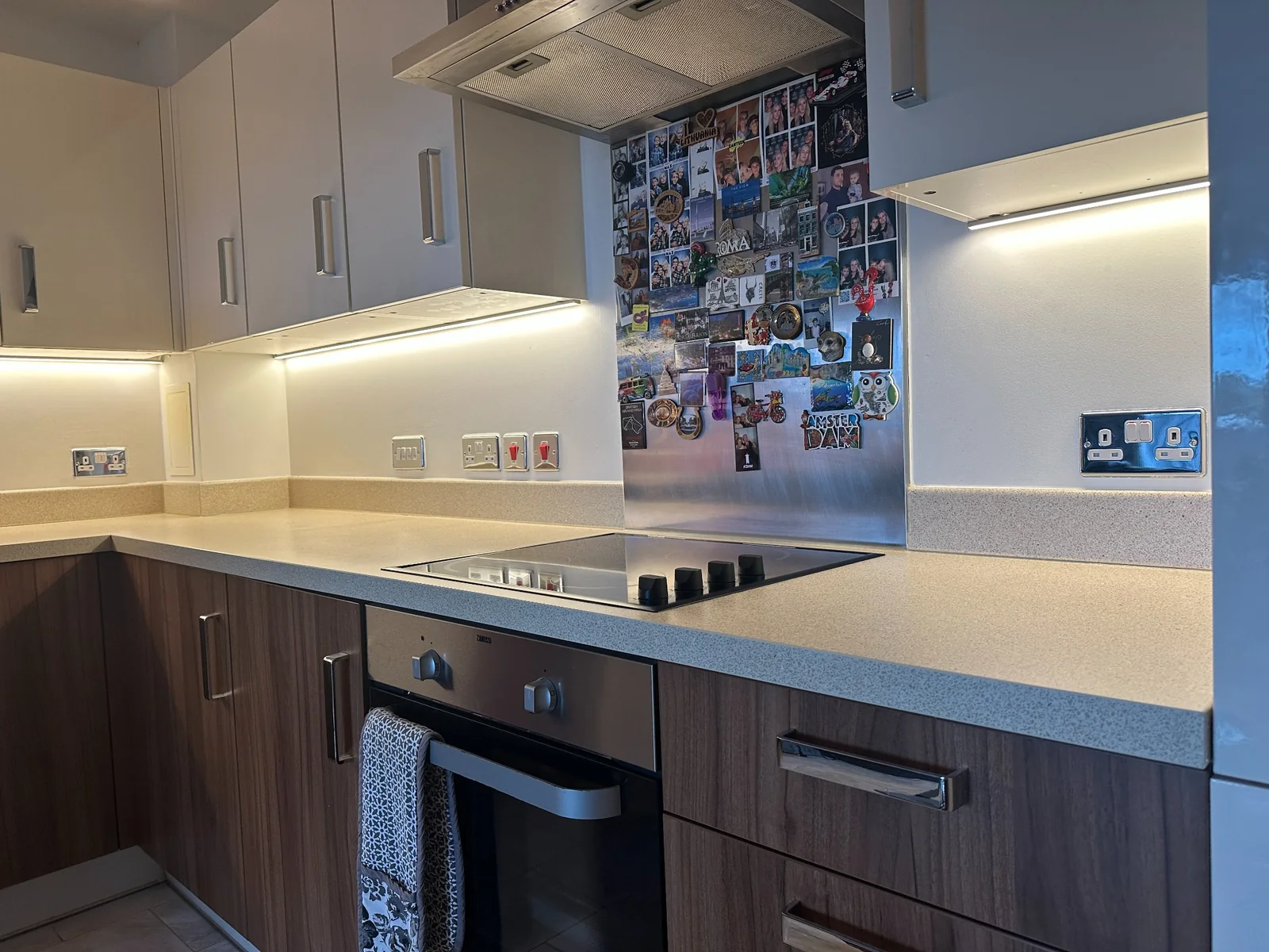 Kitchen LED Lighting and Socket Installation Kitchen electrical installation with under-cabinet LED lighting and socket outlets